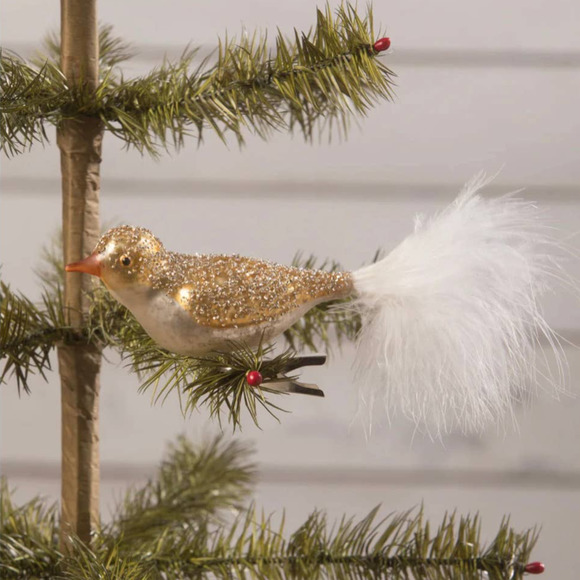Bethany Lowe Glass Sparkle Gold Bird Clip Christmas Tree Ornament New - Picture 1 of 1